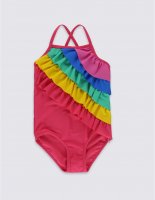 Badpak met volants en regenboogmotief en Lycra® Xtra Life™ (0-5 jaar)