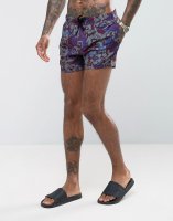 ASOS Swim Shorts With Paisley Baroque Print In Short Length