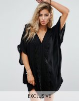 South Beach Lace Trim Beach Kaftan