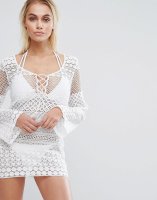 PrettyLittleThing Crochet Lace Up Beach Top