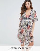 Mamalicious Palm Print Woven Kimono