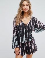 Surf Gypsy Tie Dye Lattice Beach Playsuit