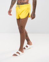 ASOS Swim Shorts With Extreme Side Splits In Yellow Super Short Length