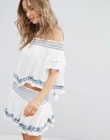 Surf Gypsy Embroidered Off The Shoulder Beach Top