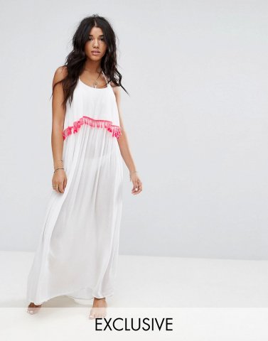 Akasa Tassel Trim Maxi Beach Dress