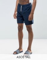 ASOS TALL Mid Length Swim Shorts In Navy