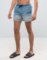 ASOS Swim Shorts In Blue Acid Wash With Dip Dye In Short Length