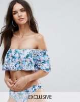 South Beach Off Shoulder Ruffle Bikini Top
