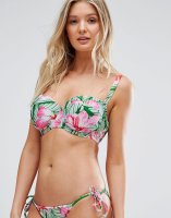 ASOS FULLER BUST Mix and Match Exotic Palm Print Cupped Bandeau Bikini Top DD-G