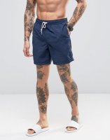 ASOS Swim Shorts In Navy Mid Length