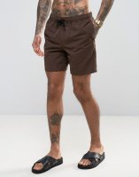 ASOS Swim Shorts In Brown Mid Length