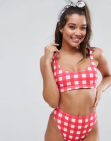 ASOS Mix and Match 'The Crop' Bikini Top in Red Gingham