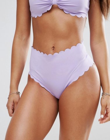 Missguided Scallop Trim High Waist Bikini Brief
