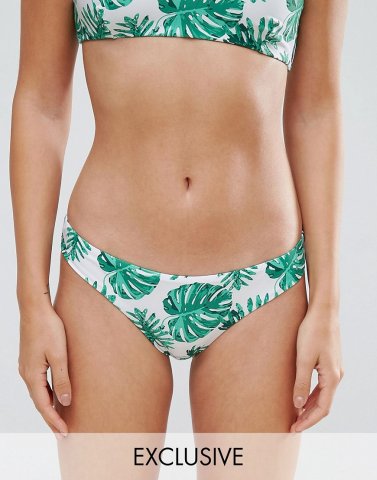 South Beach Mix & Match Leaf Print Hipster Bikini Bottom