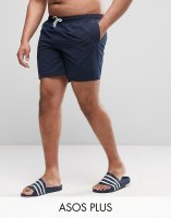 ASOS PLUS Swim Shorts In Navy Mid Length