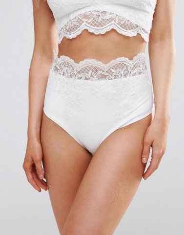 ASOS BRIDAL Premium Lace Applique High Waist Bikini Bottom