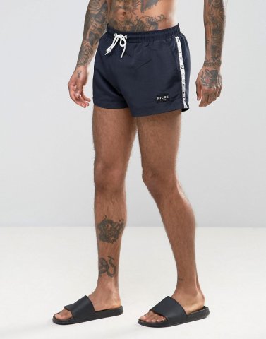 Nicce London Taping Swim Short In Navy