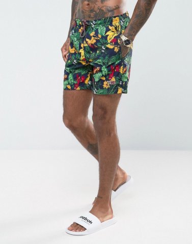 Napapijri Vail Swim Shorts Large Floral Print in Navy